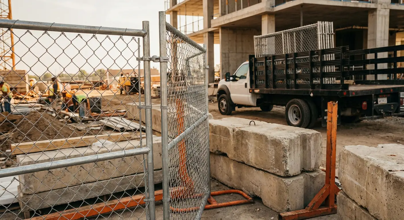 Commercial temporary fencing installation site in North Bergen, NJ