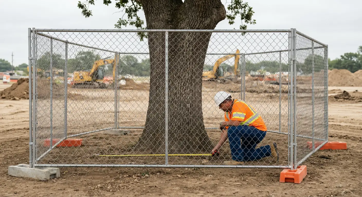Tree protection zone fencing installation in North Bergen, NJ