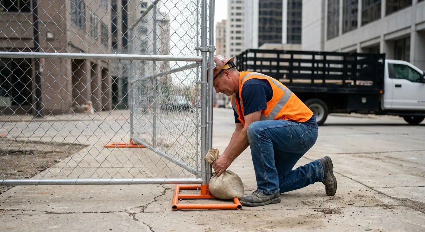 Temporary fence installation in Downtown North Bergen area